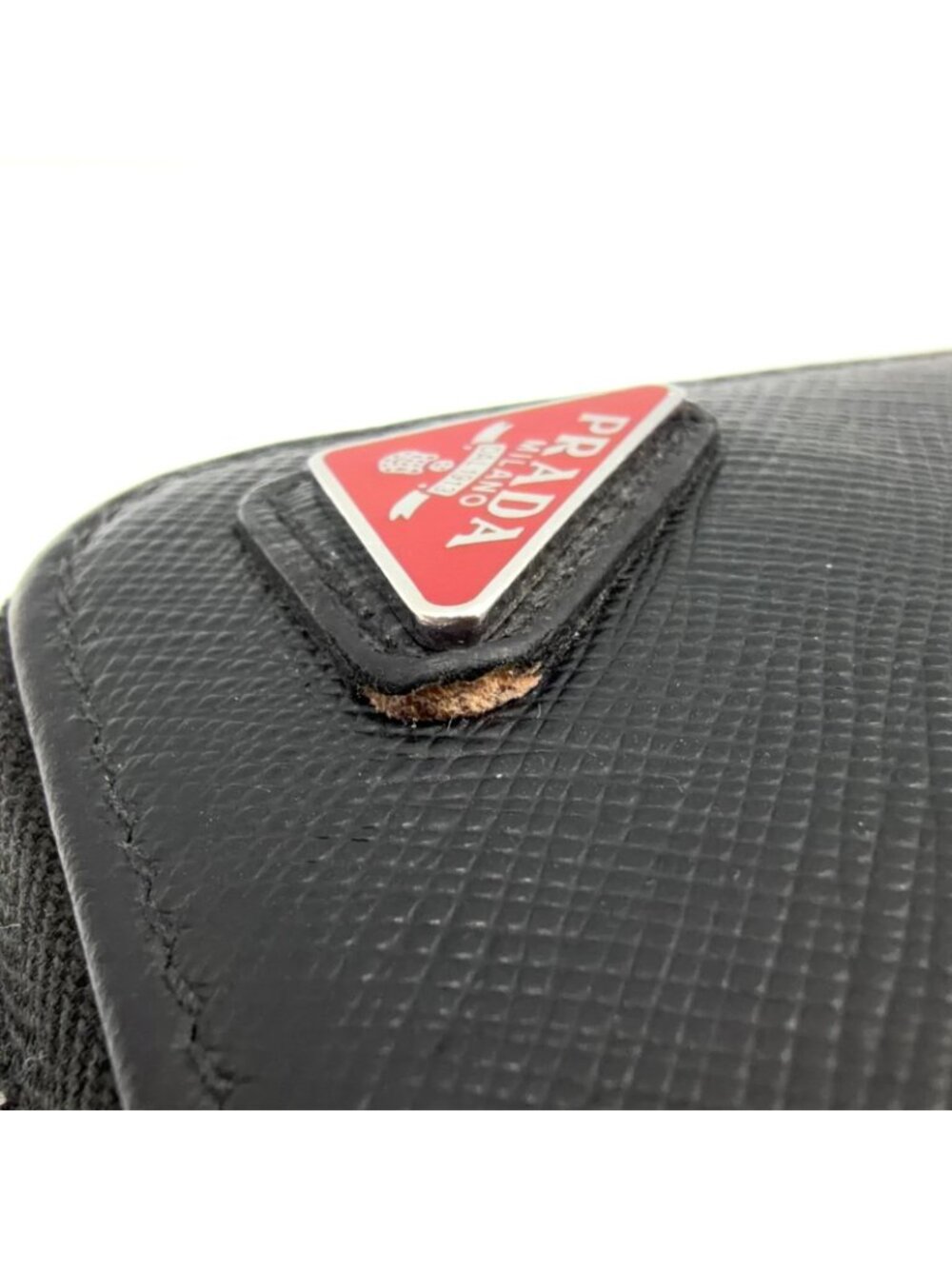 Prada Zip Around Leather Black Wallet Silver - Picture 10 of 14